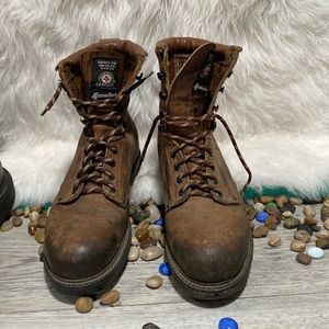 Carolina Leather Work Boots Brown Lace Up Safety Composite Toe Size 8.5 D